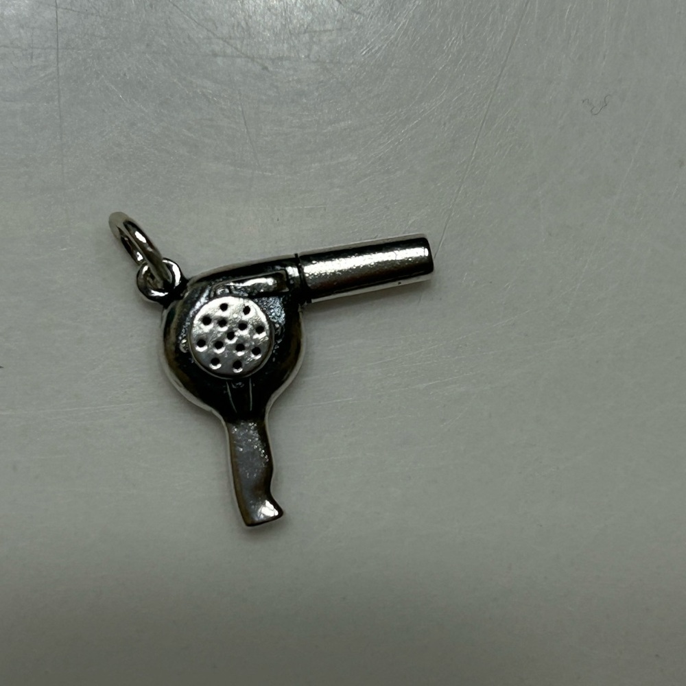 Silver Hair Dryer Charm Pendant